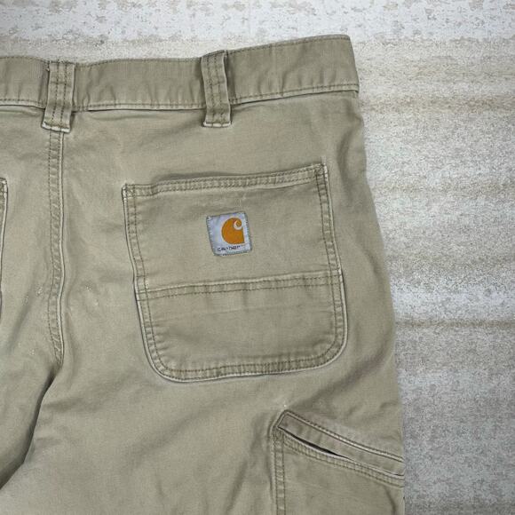 Vintage Carhartt Carpenter Pants Camel Tan Canvas Relaxed Fit Dungarees Work 90s - Picture 3 of 8